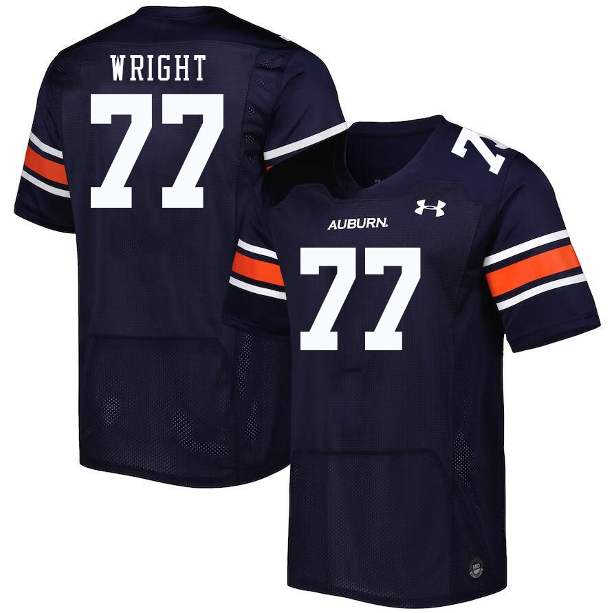 Men #77 Jeremiah Wright Auburn Tigers College Football Jerseys Stitched-Navy - Click Image to Close